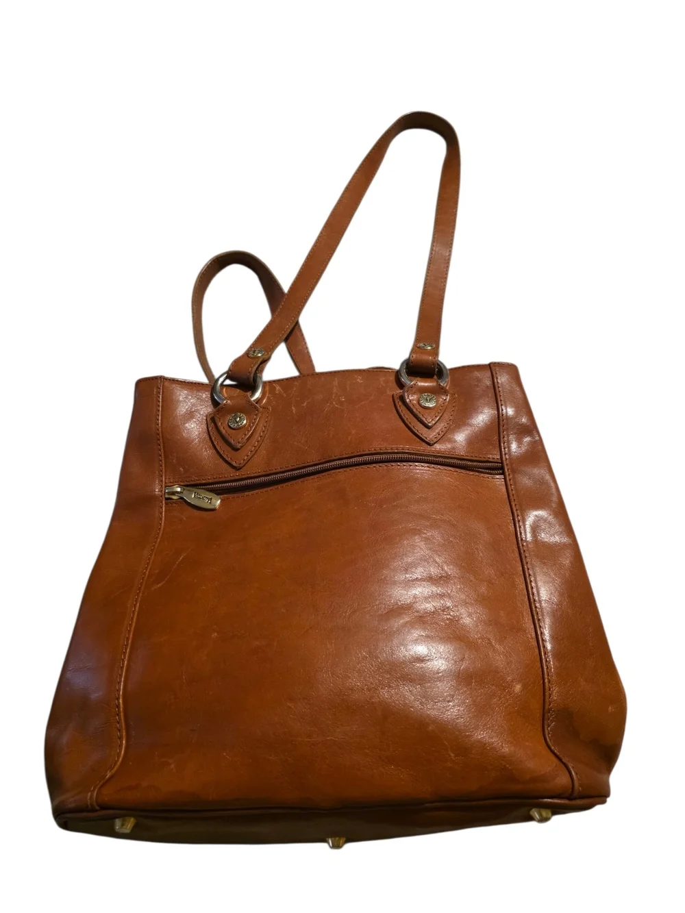 VALENTINA by Di Pell Brown Genuine Leather Tote Shoulder Bag Made in Italy